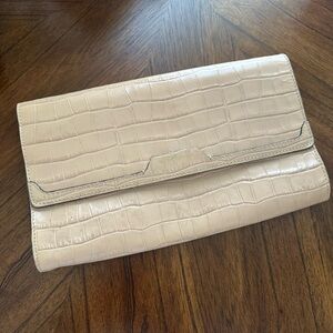 Emporio Armani Cream Textured Leather Clutch